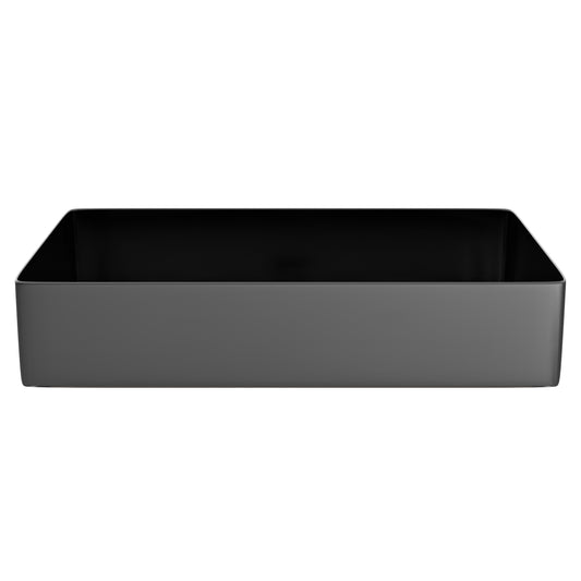 Rectangular Stainless Steel Vessel Bathroom Sink in Gun Metal Black NSRV-023GM