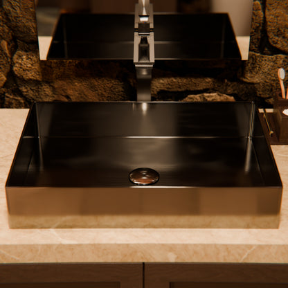 Rectangular Stainless Steel Vessel Bathroom Sink in Gunmetal Black NSRV-023GM