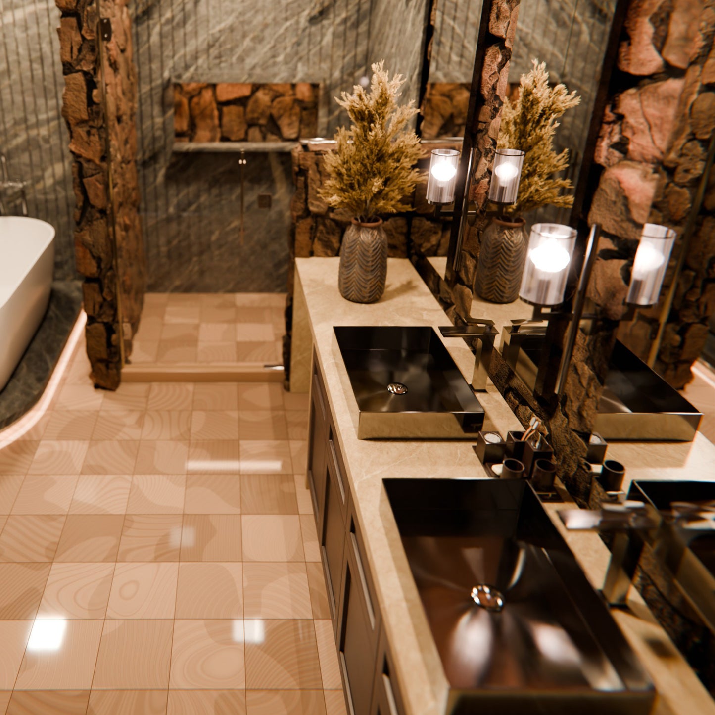 Rectangular Stainless Steel Vessel Bathroom Sink in Gunmetal Black NSRV-023GM