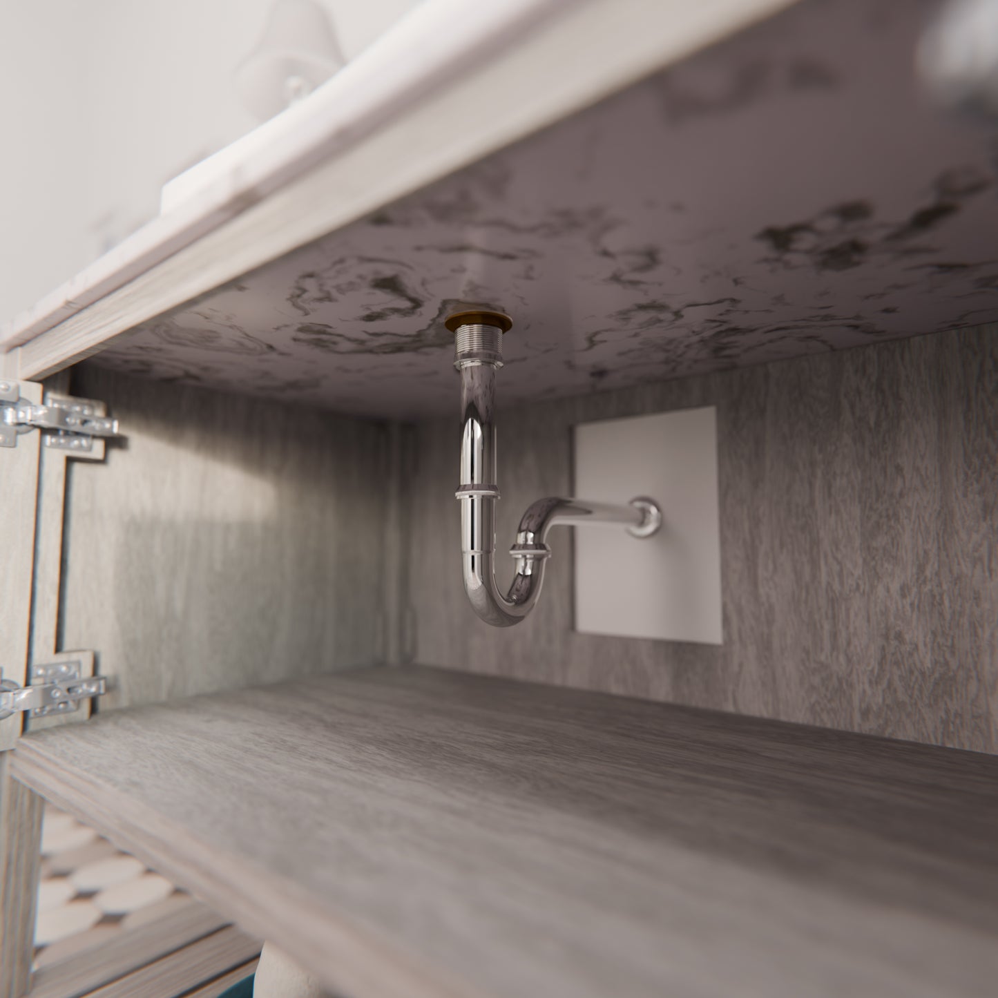 Solid brass pop-up drain with U-shaped P-trap for sinks, part of Novatto’s PUD-TRAP series, shown in light finish.
