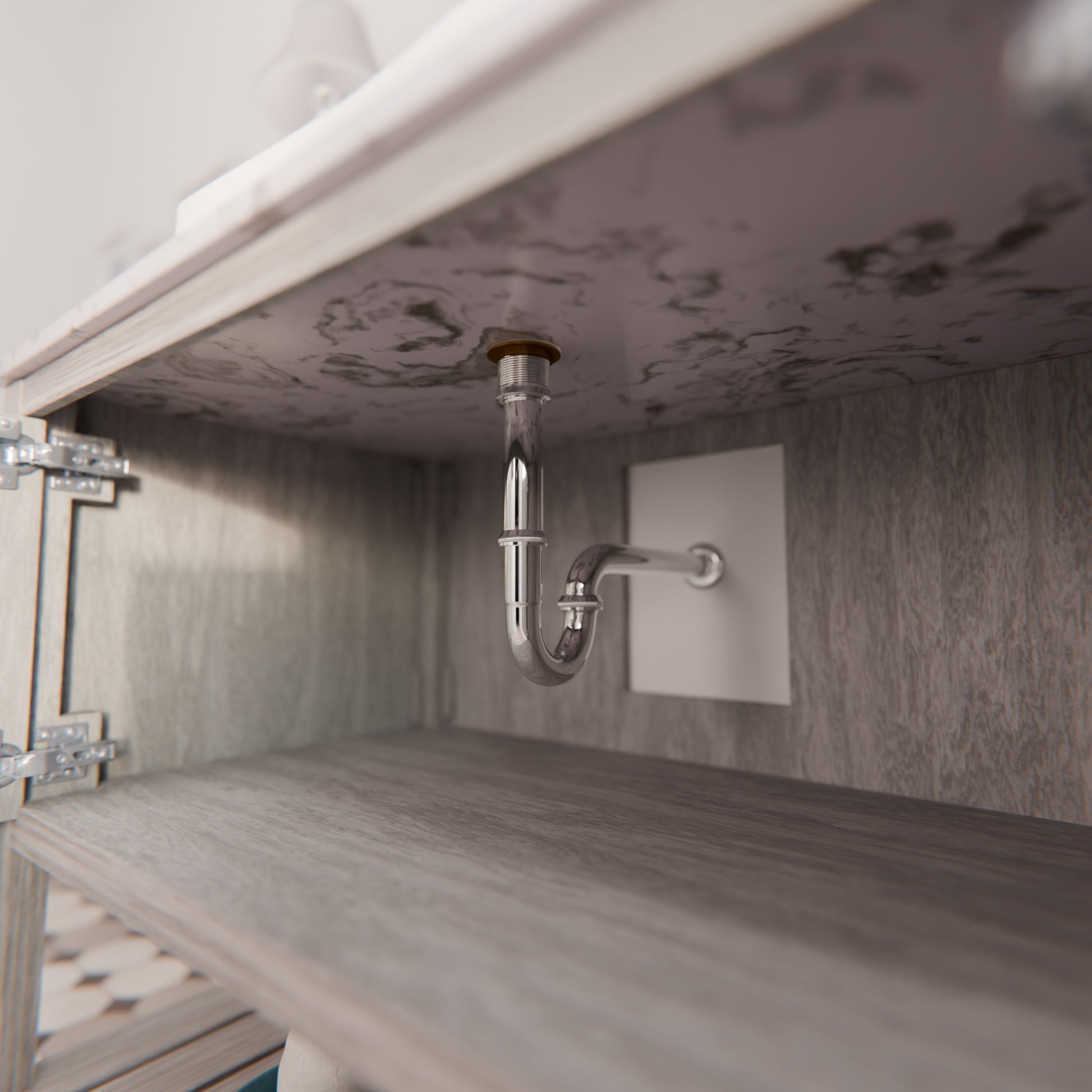 Solid brass pop-up drain with U-shaped P-trap for sinks, part of Novatto’s PUD-TRAP series, shown in light finish.