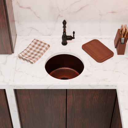 Round Hammered Copper Bar Sink, TCB-001AN