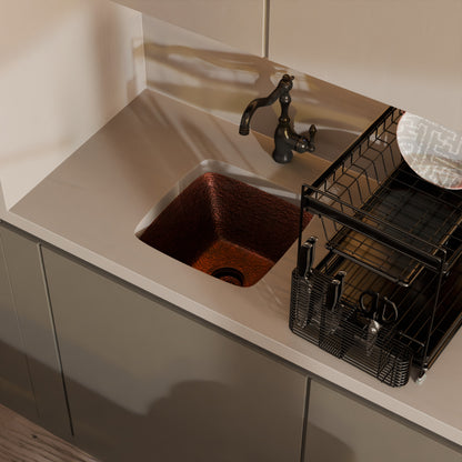 Square Hammered Copper Bar Sink, TCB-003AN