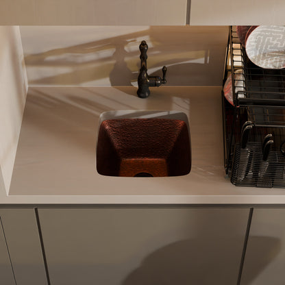 Square Hammered Copper Bar Sink, TCB-003AN