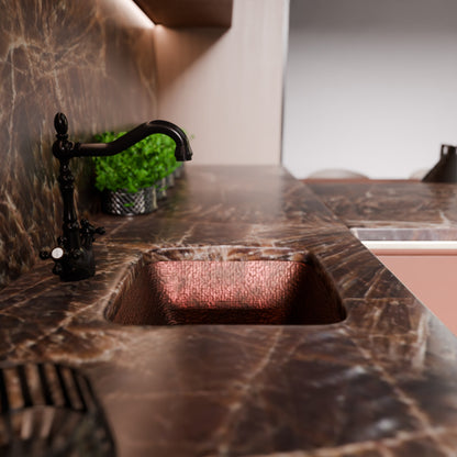Square Hammered Copper Bar Sink, TCB-003AN