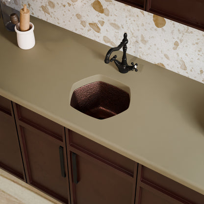 Hexagon Hammered Copper Bar Sink, TCB-004AN