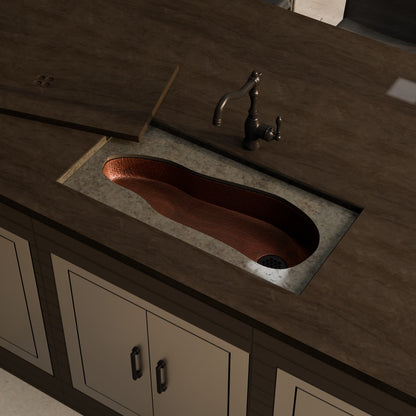 Cayenne River Hand-Hammered Copper Bar Sink, TCB-009AN
