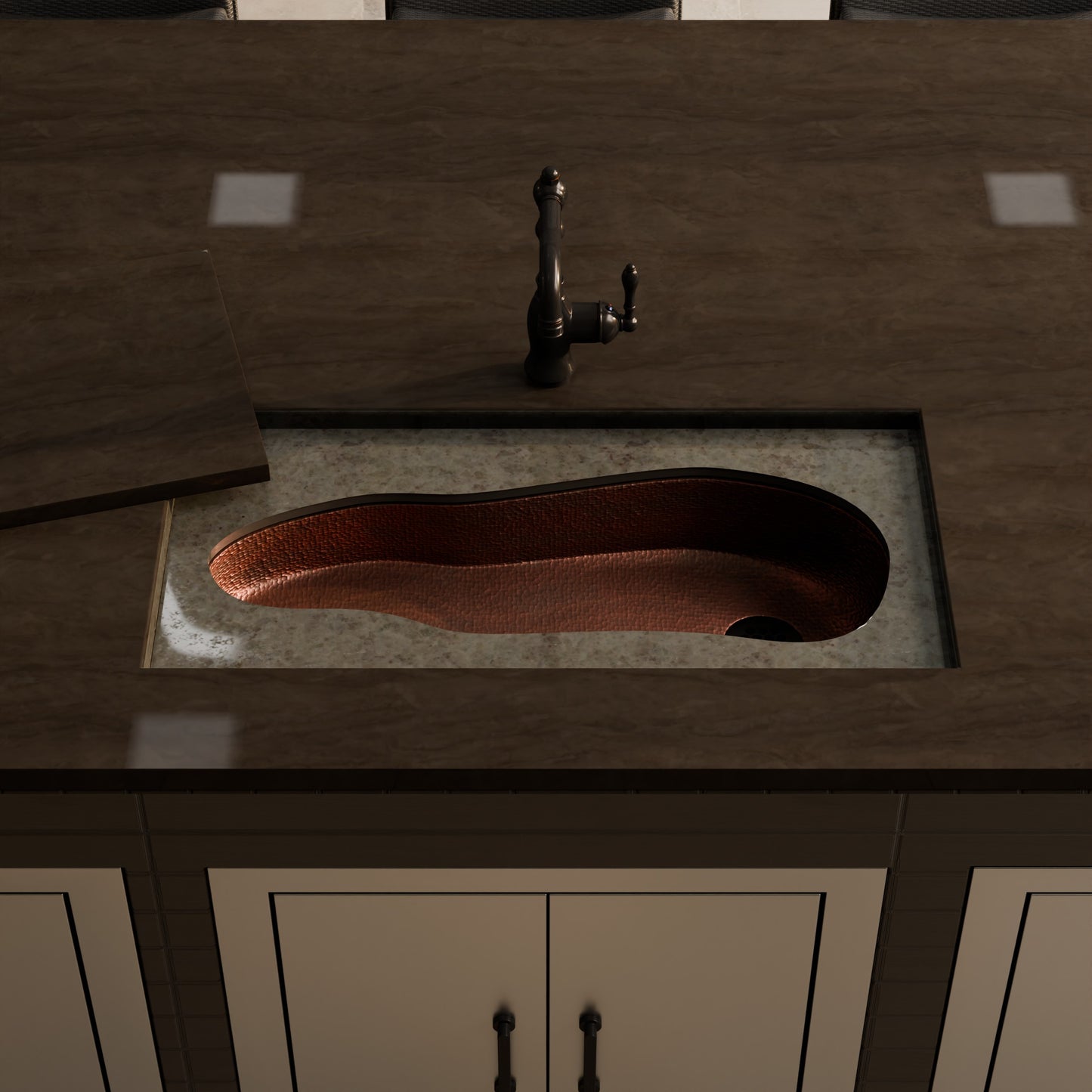 Cayenne River Hand-Hammered Copper Bar Sink, TCB-009AN