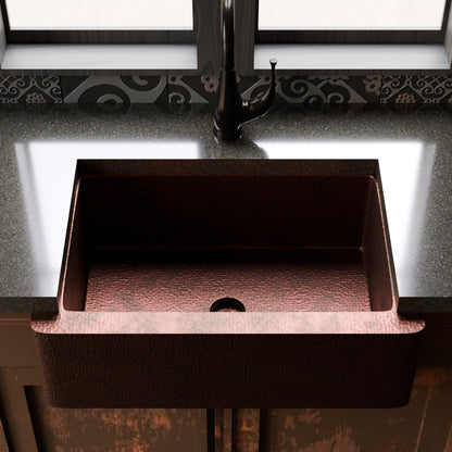 Open Farmhouse Copper Kitchen Sink, TCK-001AN