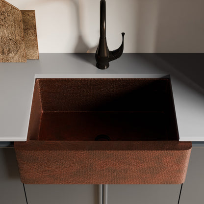 Open Farmhouse Copper Kitchen Sink, TCK-001AN