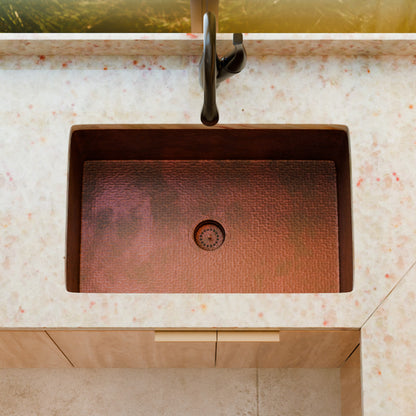 Open Single Bowl Undermount Copper Kitchen Sink, TCK-002AN