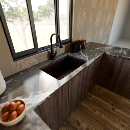 Open Single Bowl Undermount Copper Kitchen Sink, TCK-002AN