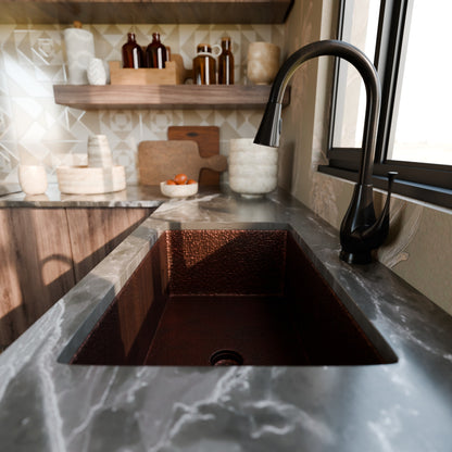 Open Single Bowl Undermount Copper Kitchen Sink, TCK-002AN