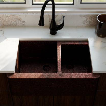 Farmhouse 60/40 Copper Kitchen Sink, TCK-005AN