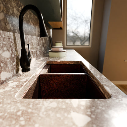 60/40 Split Undermount Copper Kitchen Sink, TCK-006AN