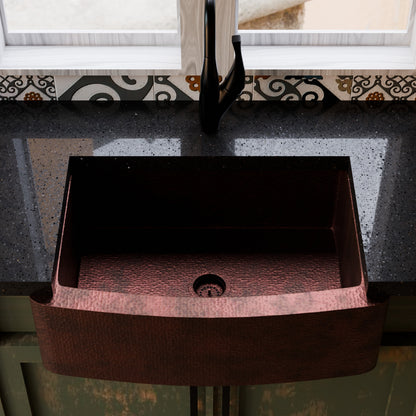 Curved Front Copper Kitchen Sink, TCK-008AN