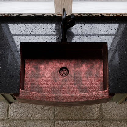 Curved Front Copper Kitchen Sink, TCK-008AN