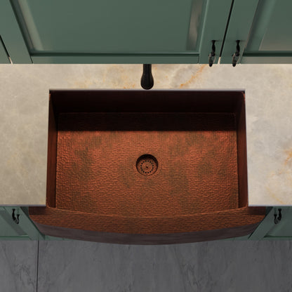 Curved Front Copper Kitchen Sink, TCK-008AN