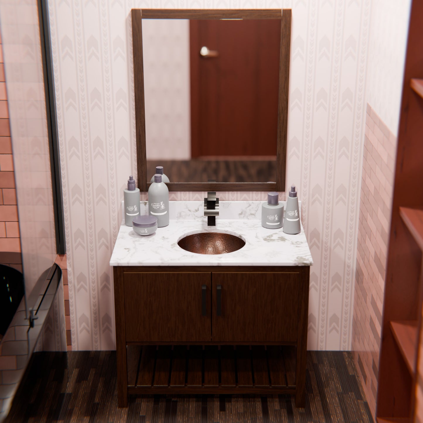 Round Copper Undermount Bath Sink in Antique TCU-001AN