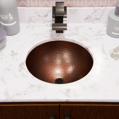 Round Copper Undermount Bath Sink in Antique TCU-001AN
