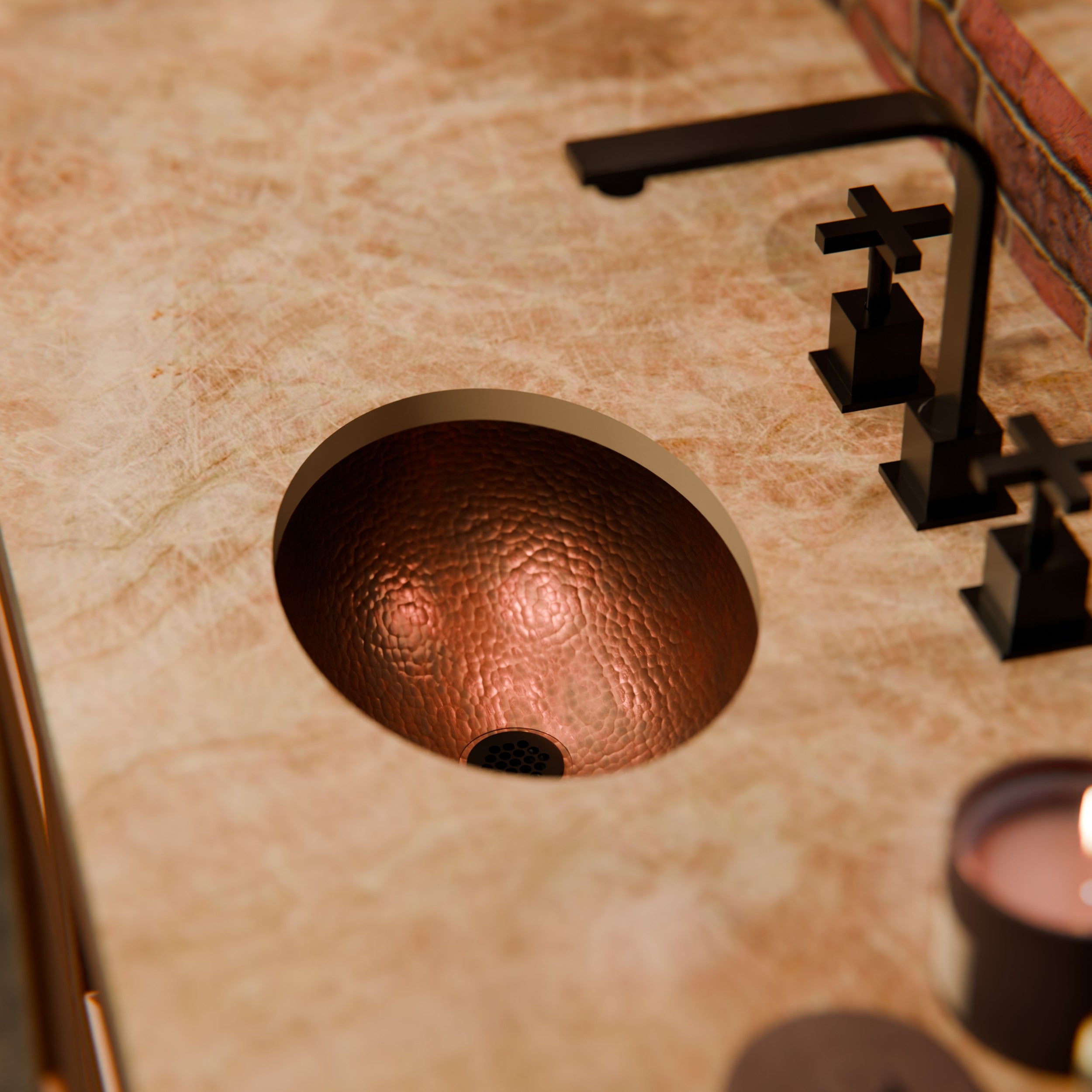 Small Oval Copper Undermount Bath Sink in Antique TCU-004AN | Novatto