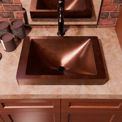 Rectangular Copper Drop-In Bath Sink in Antique TCU-013AN