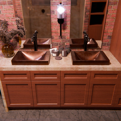 Rectangular Copper Drop-In Bath Sink in Antique TCU-013AN