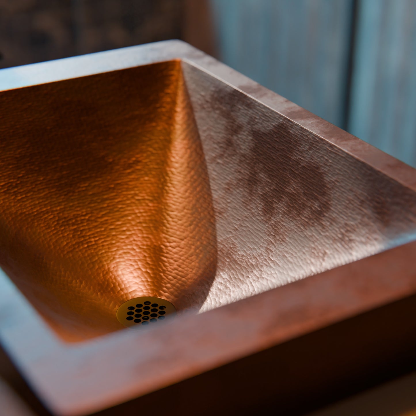 Rectangular Copper Drop-In Bath Sink in Antique TCU-013AN