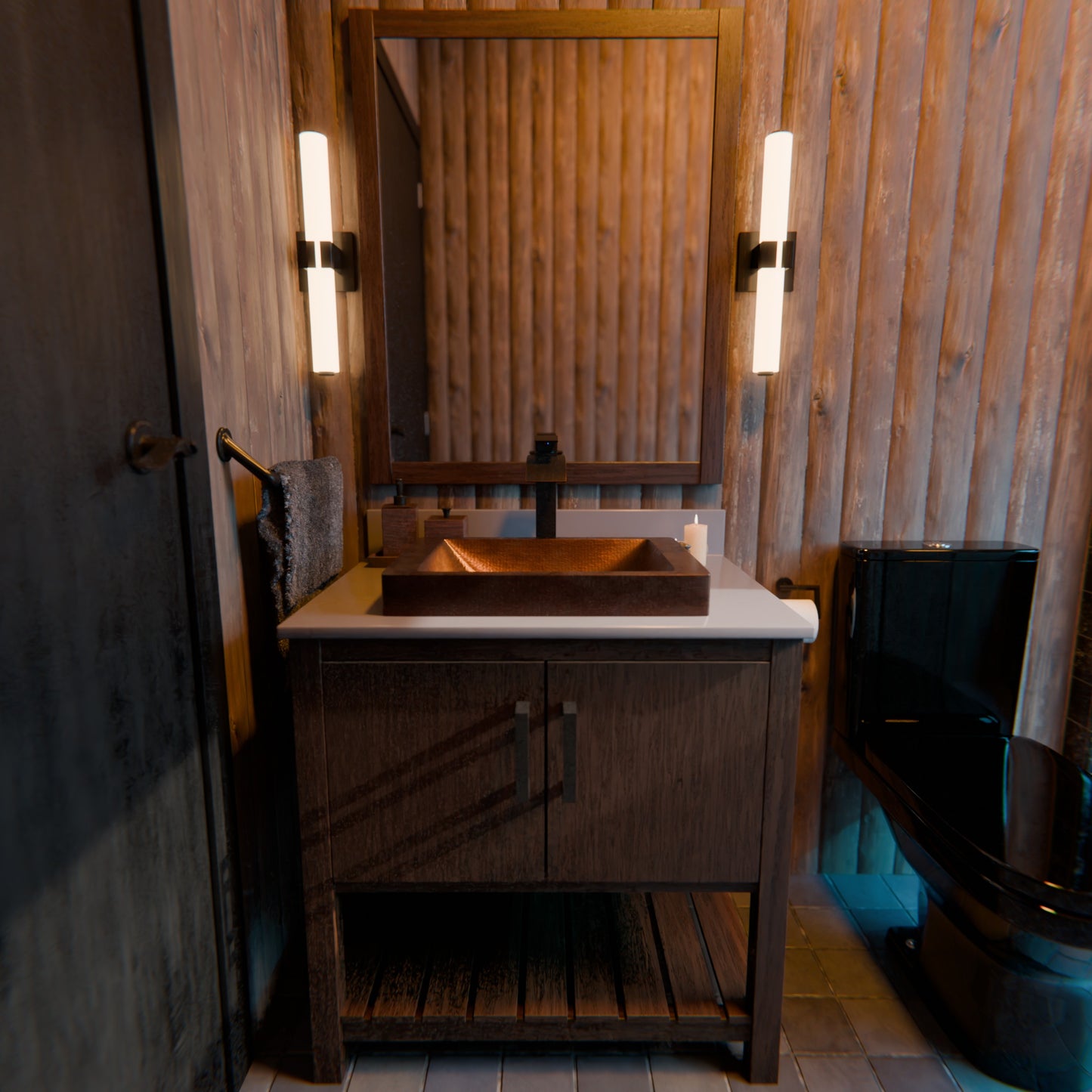 Rectangular Copper Drop-In Bath Sink in Antique TCU-013AN