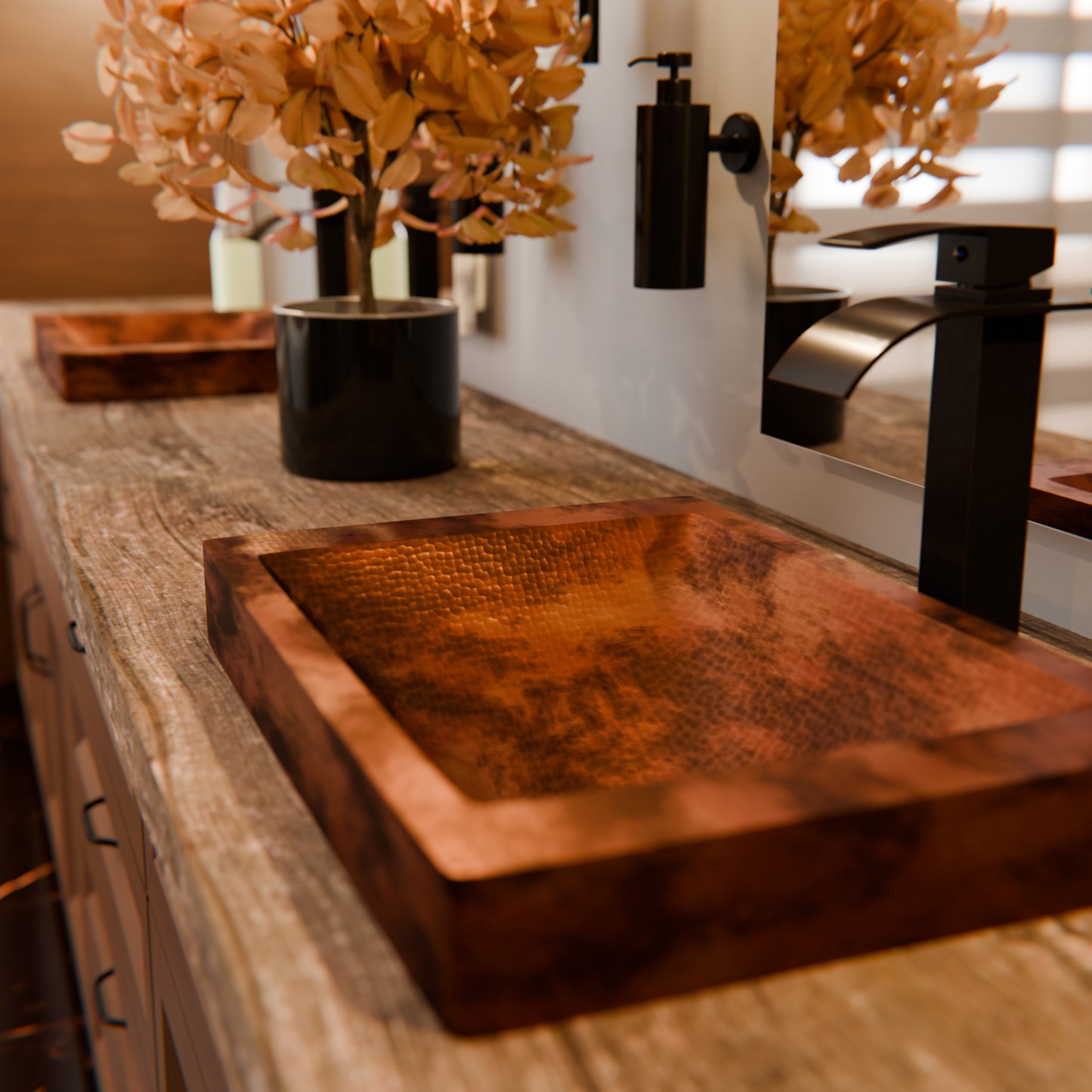 Rectangular Copper Drop-In Bath Sink in Natural TCU-013NA