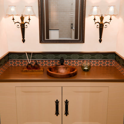 Round Copper Drop-In Bathroom Sink in Natural TCU-014NA