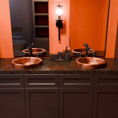 Round Copper Drop-In Bathroom Sink in Natural TCU-014NA