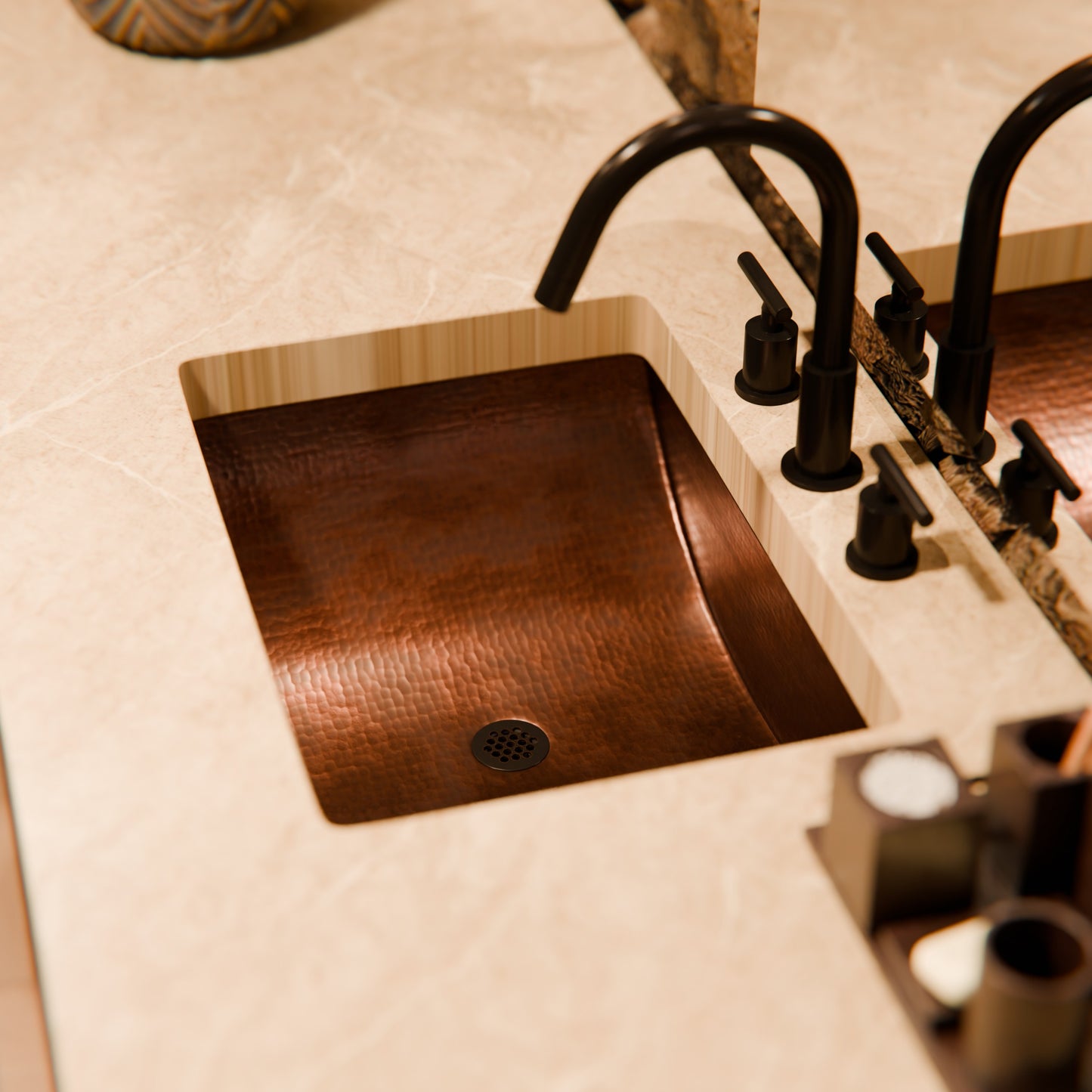 Rectangular Concave Copper Bath Sink in Antique TCU-018AN