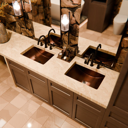 Rectangular Concave Copper Bath Sink in Antique TCU-018AN