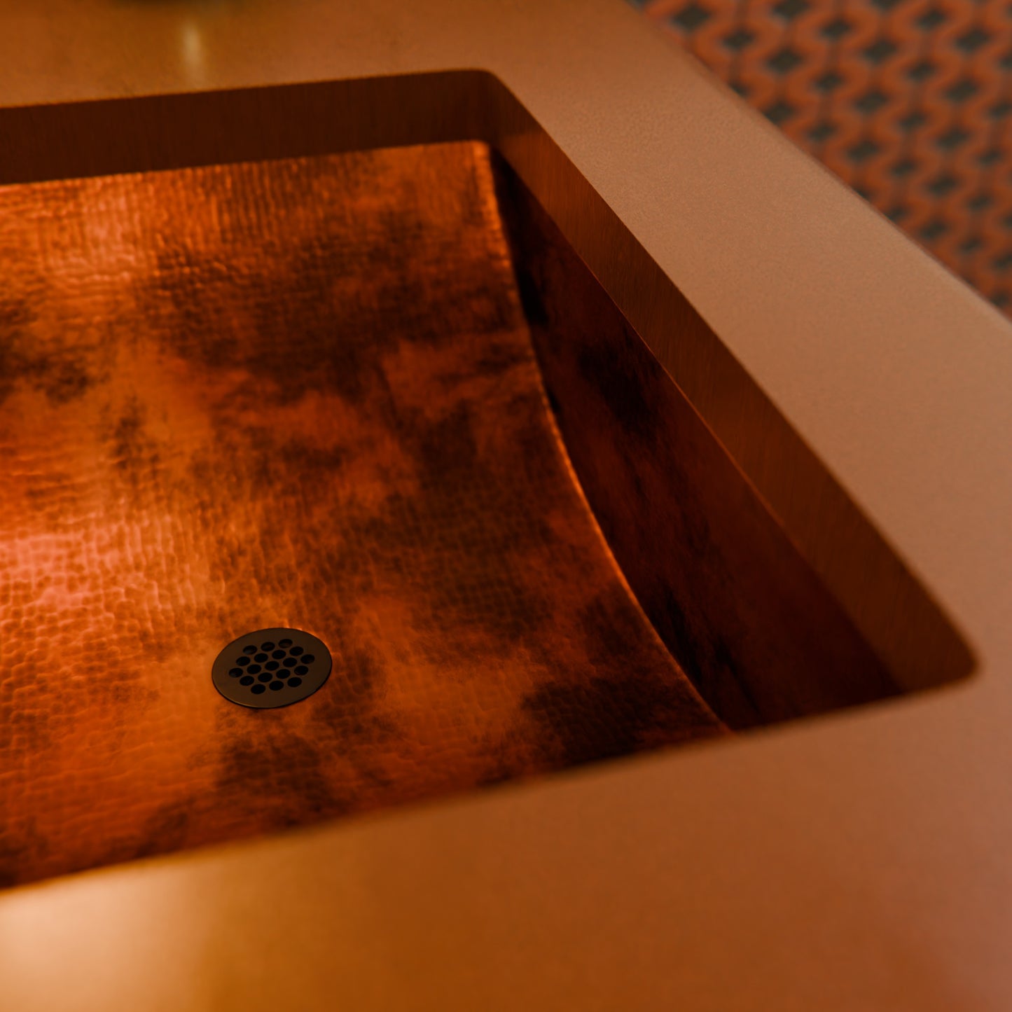 Rectangular Concave Copper Bath Sink in Natural TCU-018NA