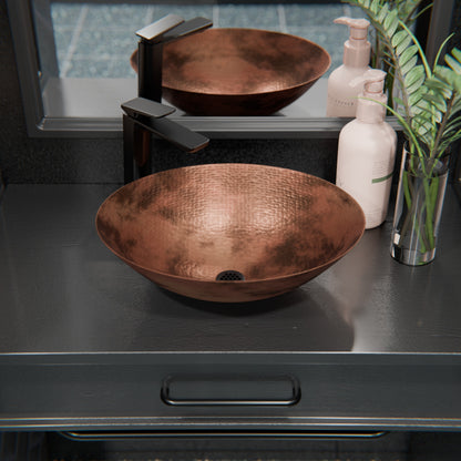 Oval Hammered Copper Vessel Bath Sink in Natural TCV-003NA