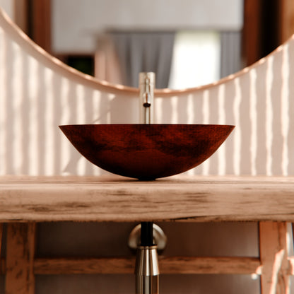 Oval Hammered Copper Vessel Bath Sink in Natural TCV-003NA