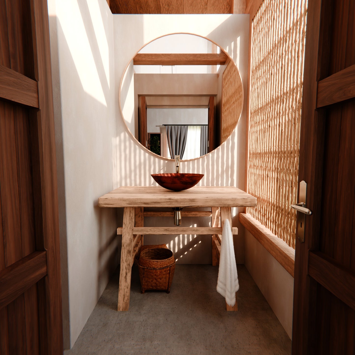 Oval Hammered Copper Vessel Bath Sink in Natural TCV-003NA