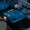 Blue Foiled Square Tempered Glass Vessel Bath Sink TIG-S132-287