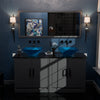 Blue Foiled Square Tempered Glass Vessel Bath Sink TIG-S132-287