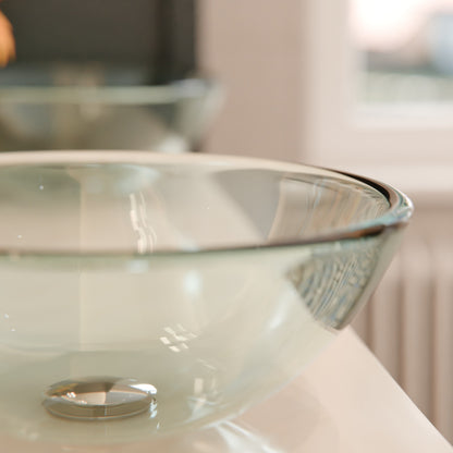 Clear Oval Tempered Glass Vessel Bathroom Sink TIG-8012C