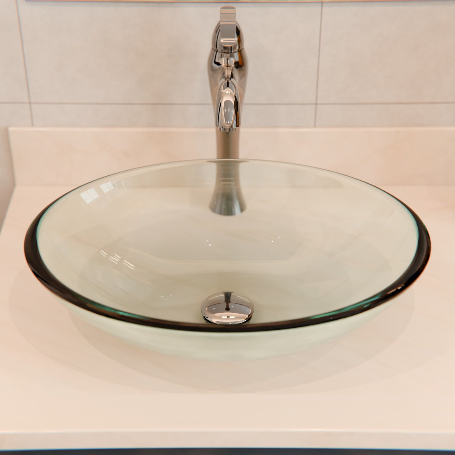 Clear Oval Tempered Glass Vessel Bathroom Sink TIG-8012C