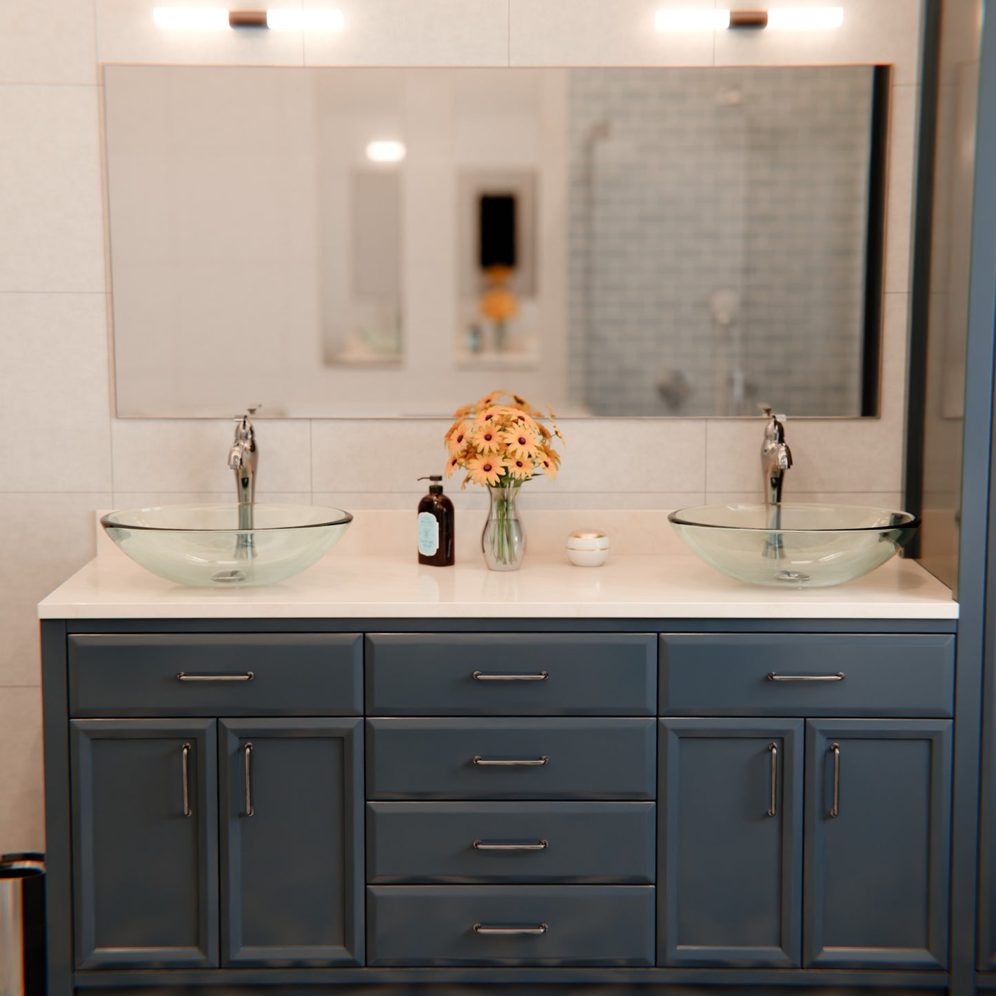 Clear Oval Tempered Glass Vessel Bathroom Sink TIG-8012C