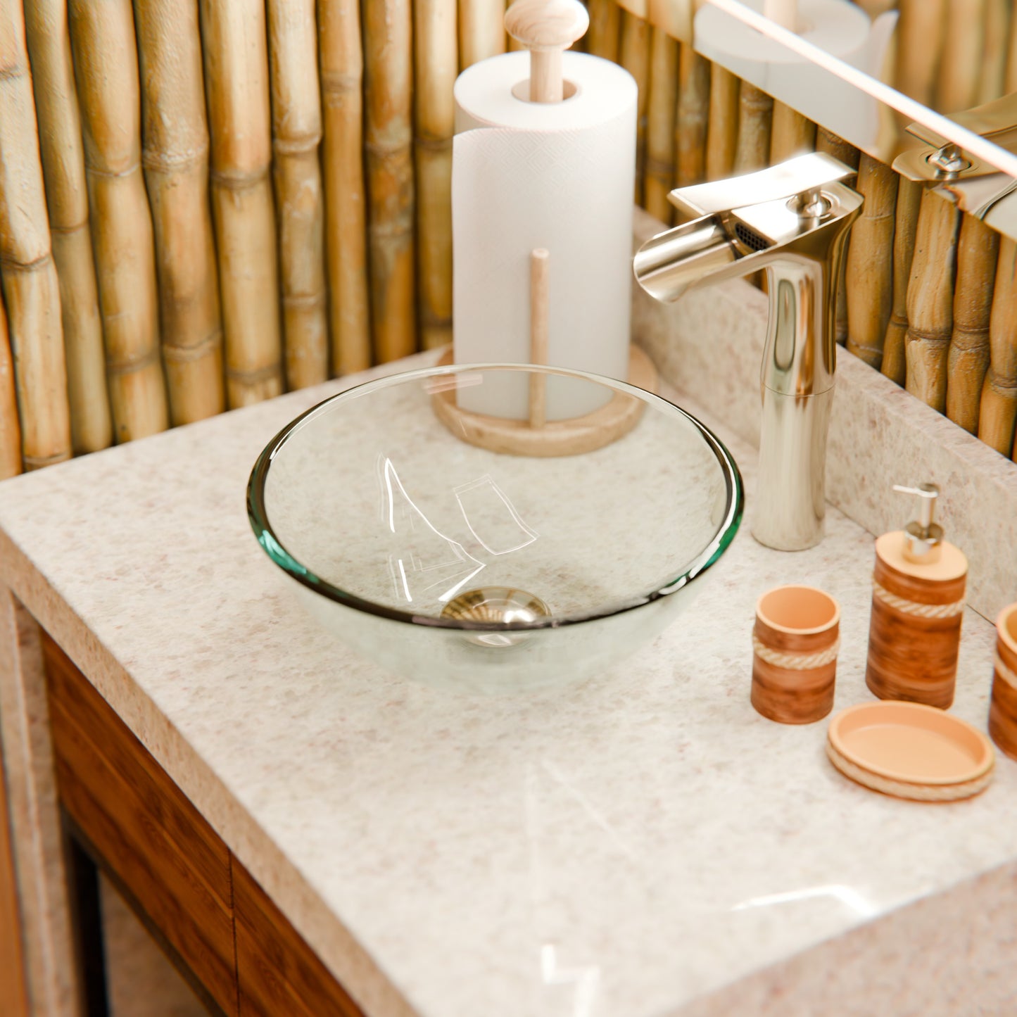 Mini 12" Clear Round Tempered Glass Vessel Bath Sink Series, TIG-8048-12