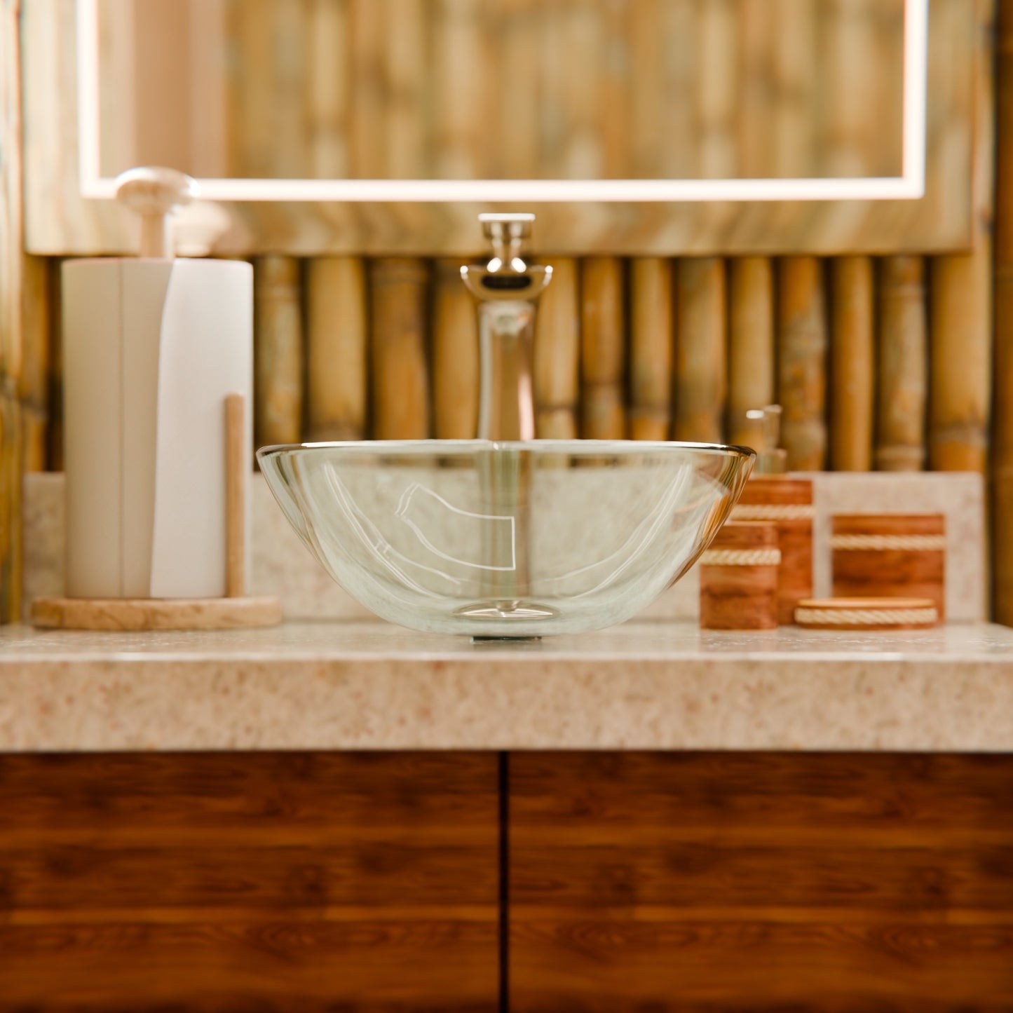 Mini 12" Clear Round Tempered Glass Vessel Bath Sink Series, TIG-8048-12