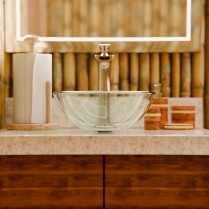 Mini 12" Clear Round Tempered Glass Vessel Bath Sink Series, TIG-8048-12