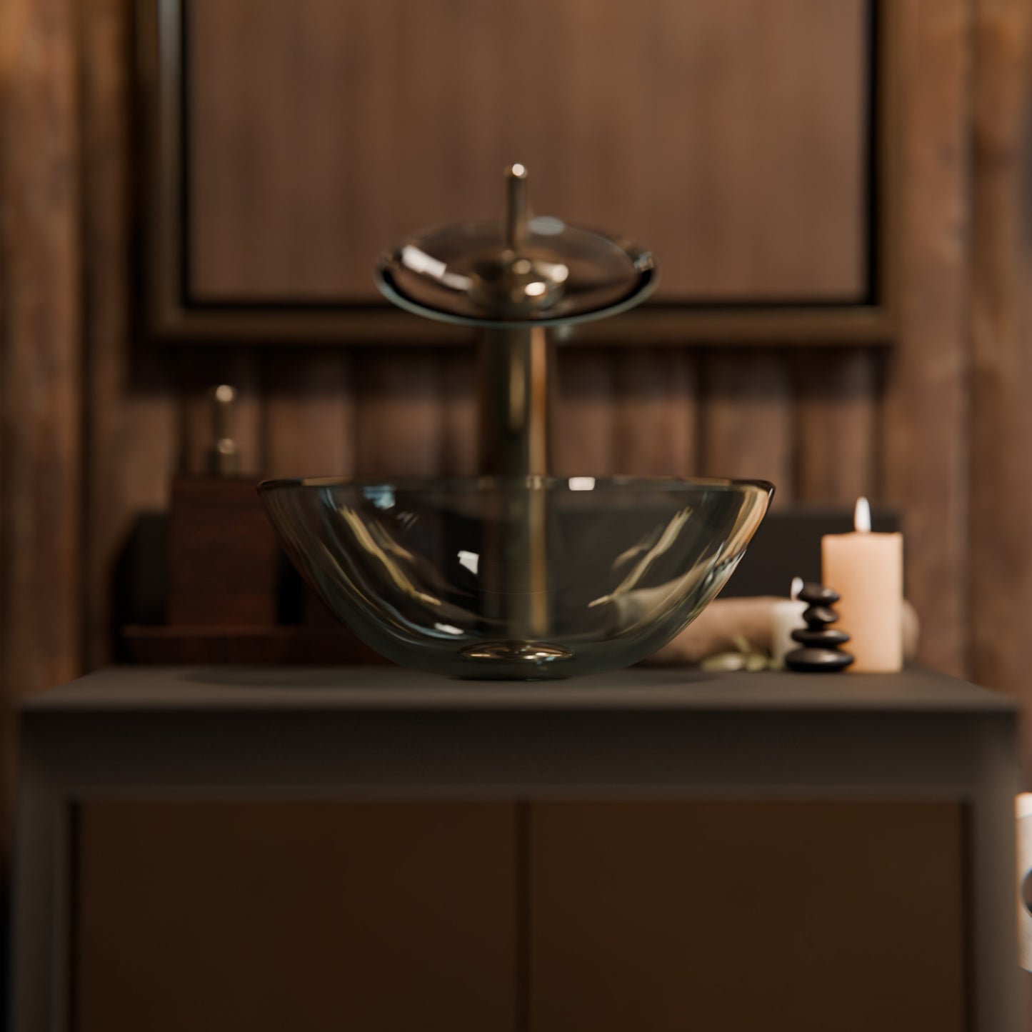 Mini 12" Clear Round Tempered Glass Vessel Bath Sink Series, TIG-8048-12