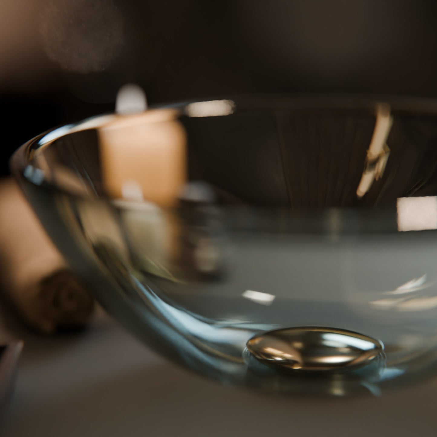 Clear Round Tempered Glass Vessel Bathroom Sink TIG-8048