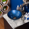 Mini 12" Blue Foiled Round Glass Vessel Bath Sink, TIG-S132-12