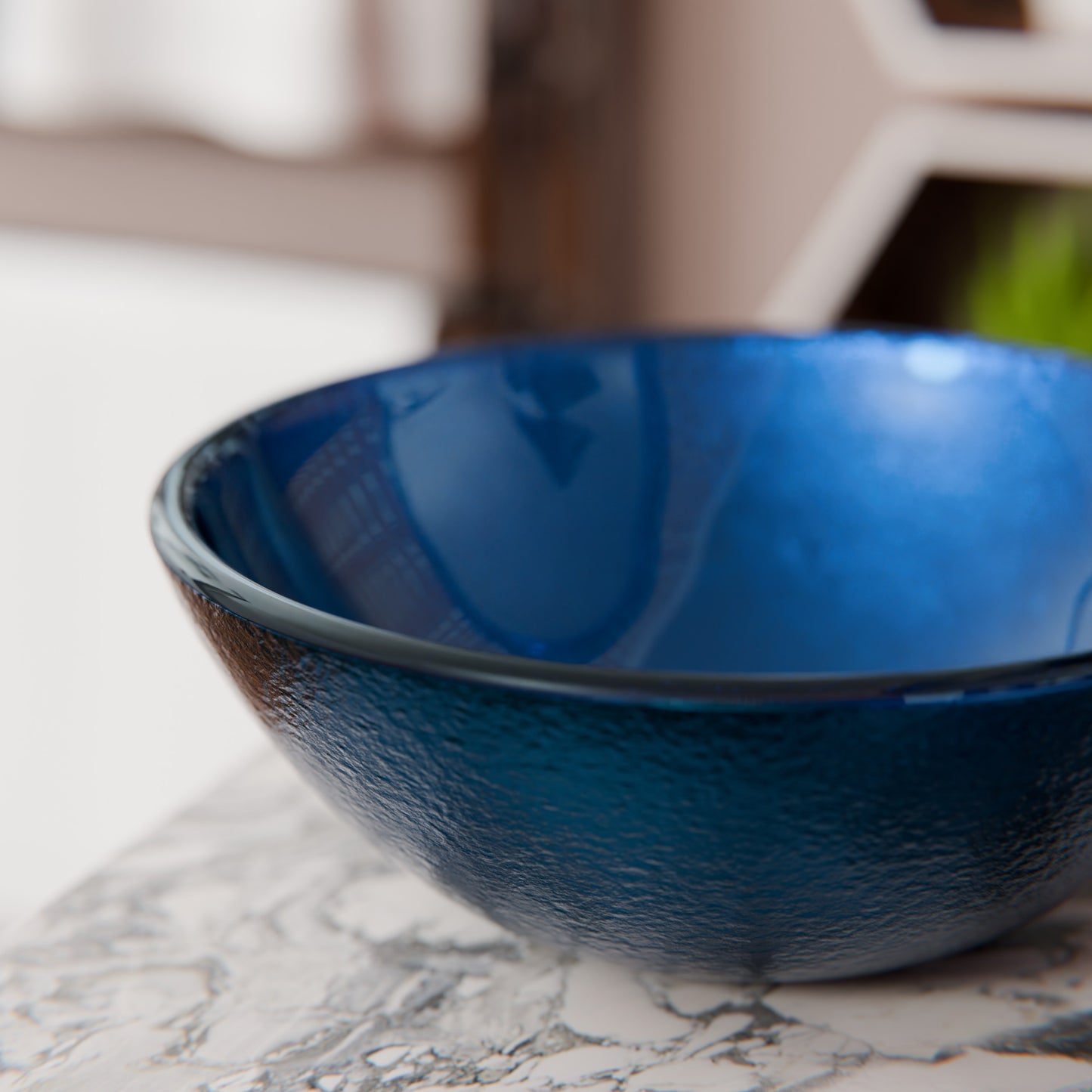 Mini 12" Blue Foiled Round Glass Vessel Bath Sink, TIG-S132-12